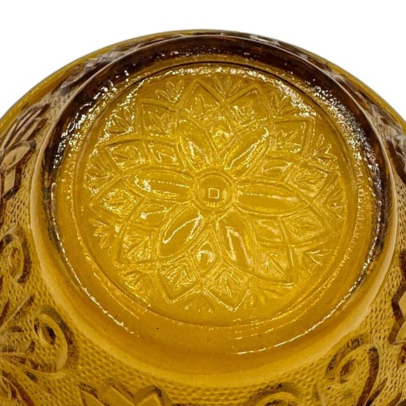 Indiana Glass Tiara Glass Serving Bowl Daisy Pattern Vintage Amber Brown Flower - Picture 7 of 11